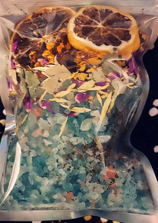 Money Ritual Bath Salts, Abundance Spell, Essential Oils, Herbs, Flowers (4oz)