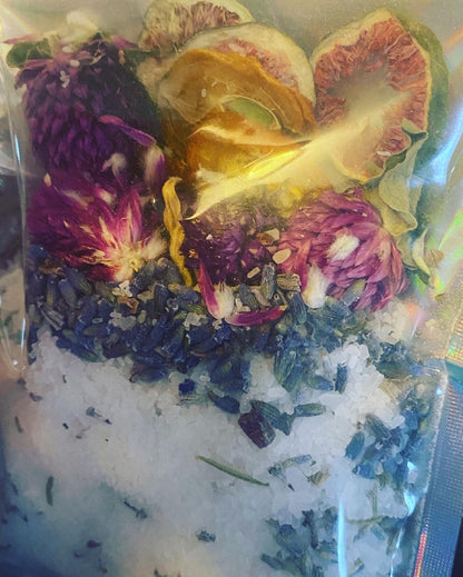 Money Ritual Bath Salts, Abundance Spell, Essential Oils, Herbs, Flowers (4oz)