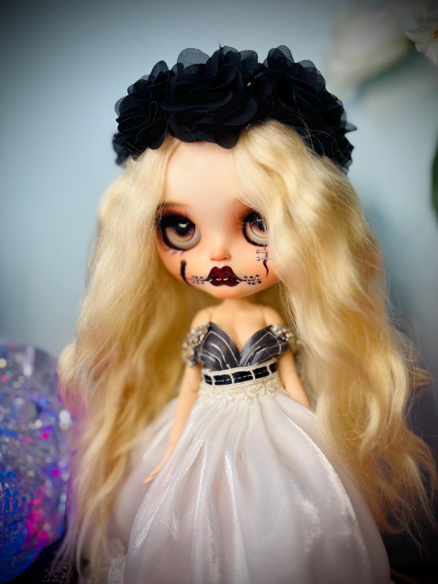 Haunted Dolls Halo- Custom Blythe Vessel- OOAK- Positive Energy